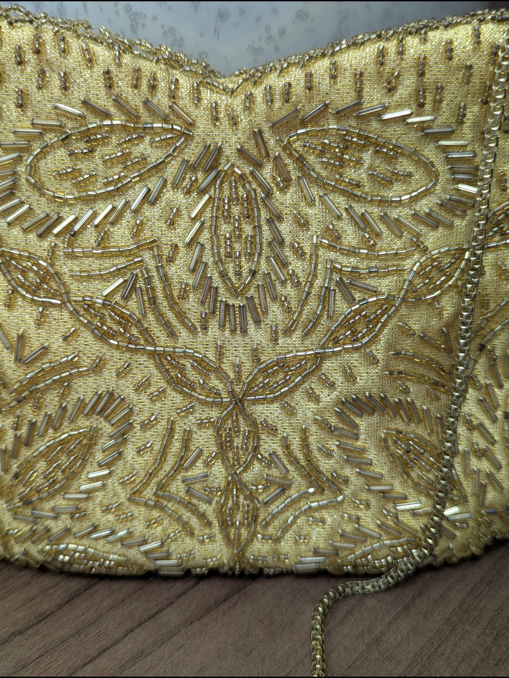 Vintage Gold Beaded Evening Crossbody Bag - Picture 2 of 4